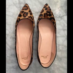 JCREW leopard calf hair pointy toe flats